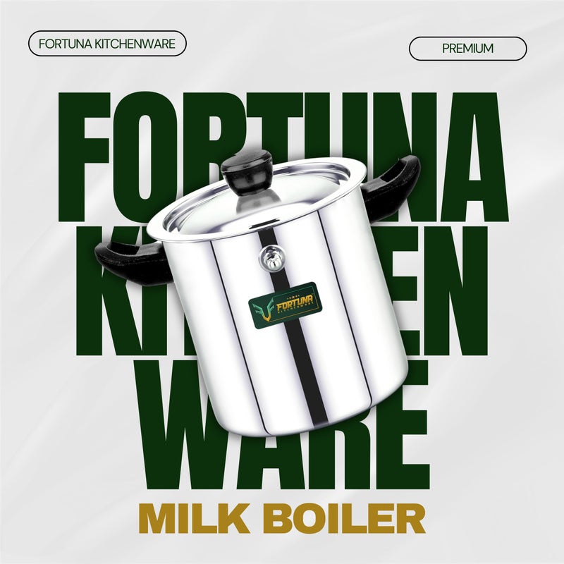FORTUNA KITCHENWARE Fortuna Kitchenware 5-Star 1.5 litres Stainless Steel Milk Boiler | Milk Cooker with Whistle | Milk Pot with Lid | Stainless Steel, Induction Bottom (1.5 litres)  - Image 2