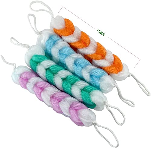 KIRA Long Stretch Back Sponge with Rope Handles Back Scrubber Bath Shower Mesh Sponge Exfoliating Body Scrub Stretch Braided Loofah for Men and Women (Asorted Colors (PACK OF 2)) - Image 2