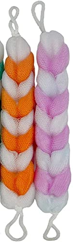 KIRA Long Stretch Back Sponge with Rope Handles Back Scrubber Bath Shower Mesh Sponge Exfoliating Body Scrub Stretch Braided Loofah for Men and Women (Asorted Colors (PACK OF 2)) - Image 1