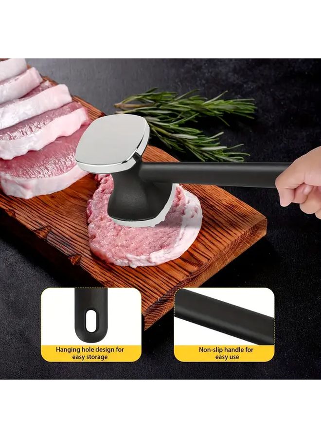 Heavy Duty Silvery Zinc Alloy Meat Hammer Double Sided Steak Tenderizer With Non Slip Handle - Image 5