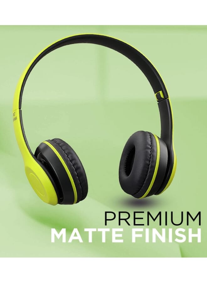 P47 Wireless Bluetooth Headset HD Earphones With FM TF Card Slot Green - Image 3