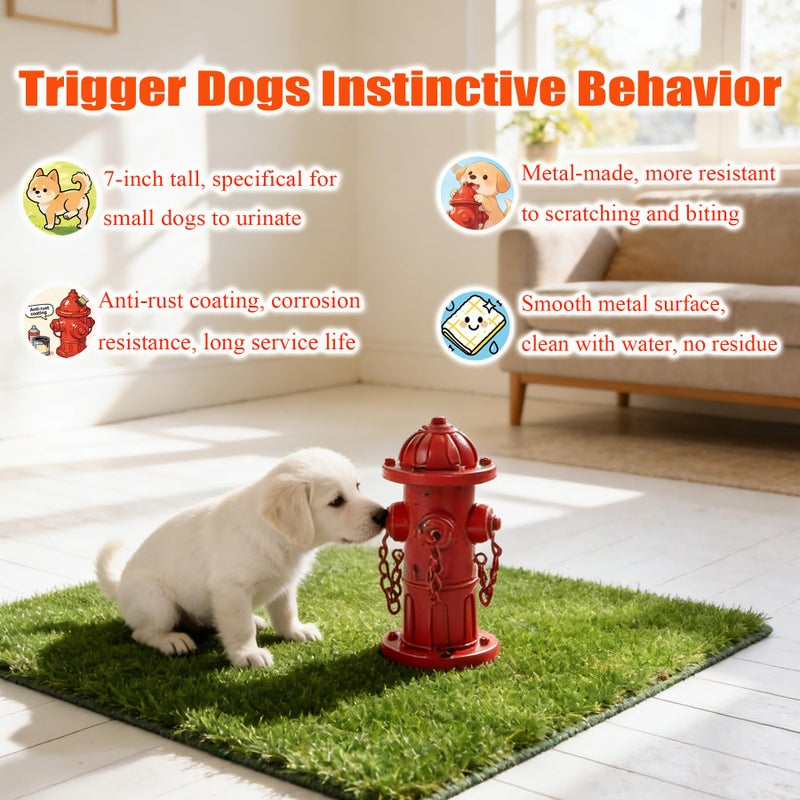 Phaxth 7.8" H Metal Potty Training Fire Hydrant for Dogs to Pee On, Vintage Small Dog Fire Hydrant Pee Post for Indoor or Outdoor Garden Decor - Image 3