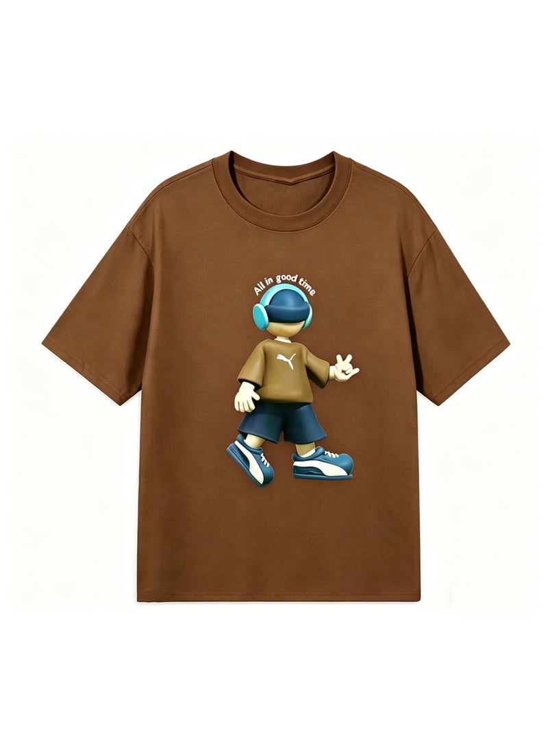 Puma "All in Good Time" 3D Cartoon Character Cotton  T-Shirt-XL - Image 3