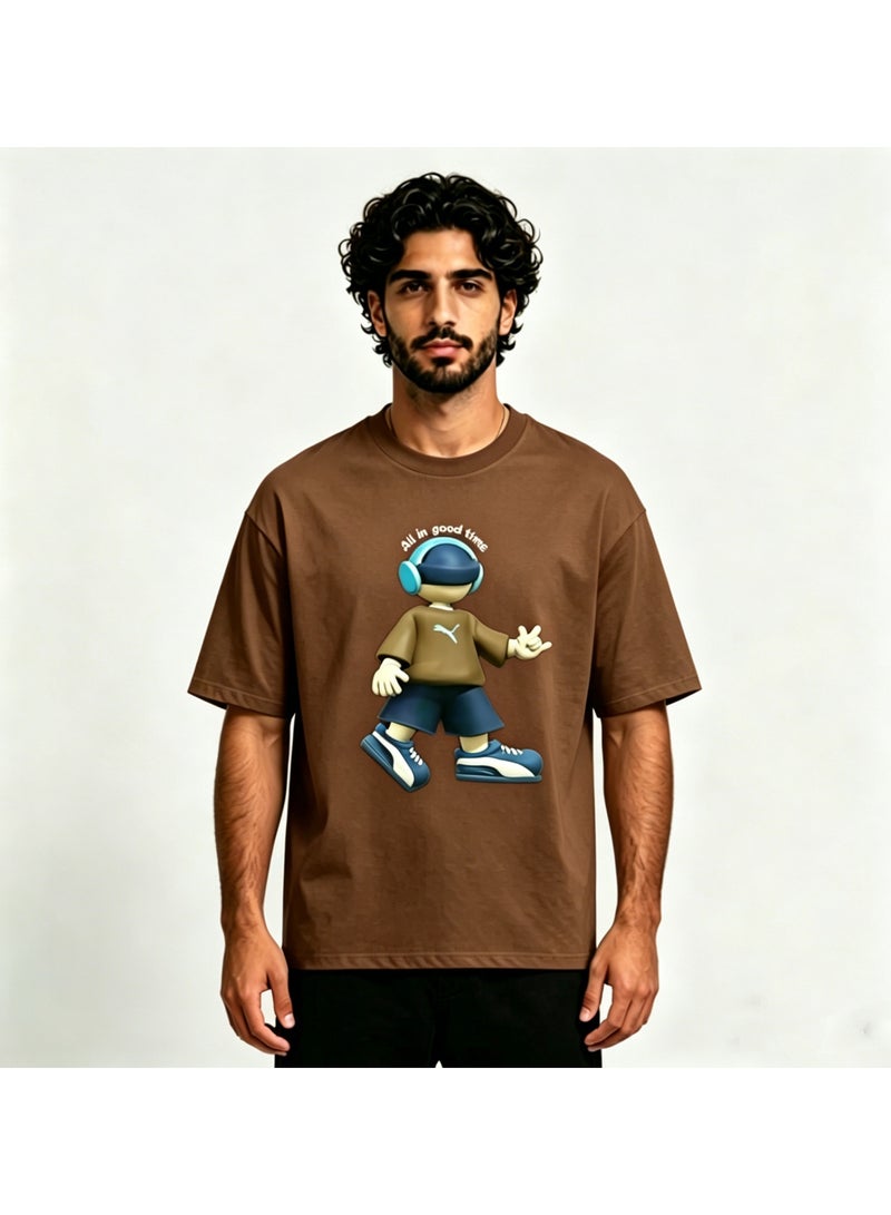 Puma "All in Good Time" 3D Cartoon Character Cotton  T-Shirt-XL - Image 1