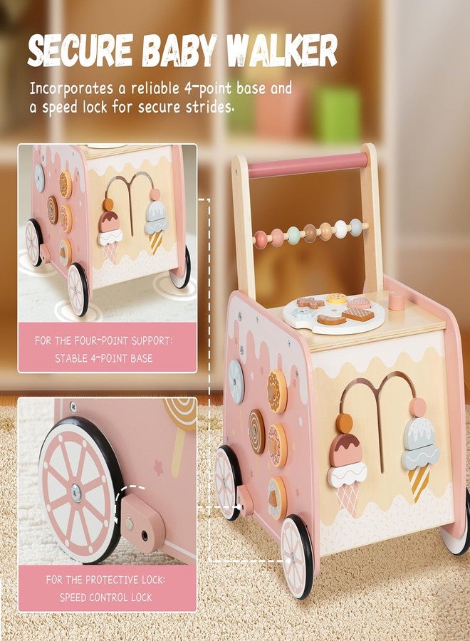 bpmfkid Wooden Baby Walker, Multifunctional Ice Cream Cart Activity Toy for Learning to Push Walk with Wheels, Pretend Playset Ideal for Toddlers, Boys and Girls Ages 18-36M - Image 5