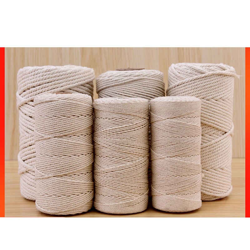 2 pcs Manual Woven Tapestry Rope Cotton Wall Pendant Weaving Handmade Cord DIY Making Cord for Handmade Wall Craft Decoration (10000 x 0.5cm, Beige) - Image 5