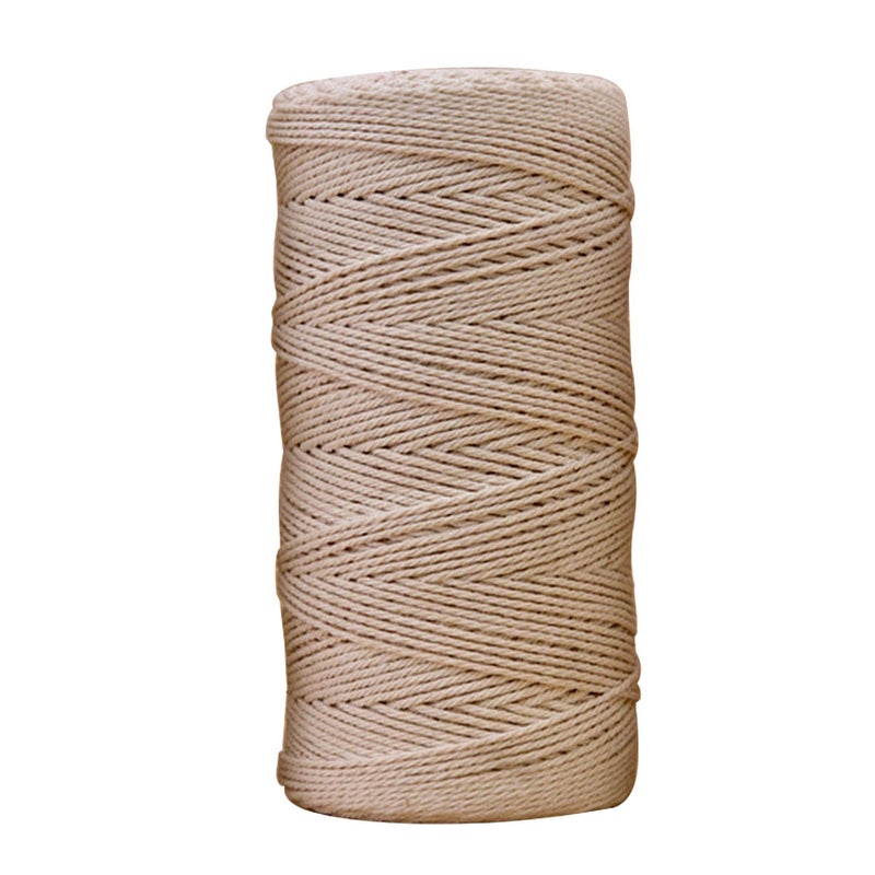2 pcs Manual Woven Tapestry Rope Cotton Wall Pendant Weaving Handmade Cord DIY Making Cord for Handmade Wall Craft Decoration (10000 x 0.5cm, Beige) - Image 2