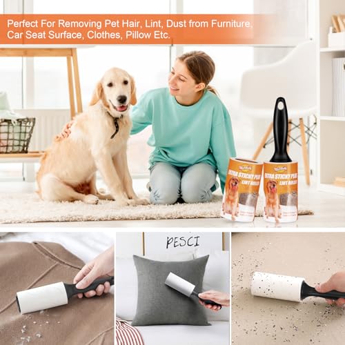 WulaWindy Lint Roller for Pet Hair, Extra Sticky Lint Rollers Pet Hair Remover for Clothes, Work Great on Pet Hair Value Pack (4 Pack) - Image 3