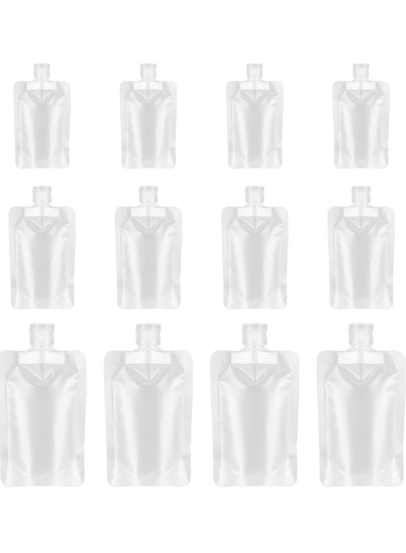 SYOSI Refillable Squeeze Bag, 12-Piece Travel Container Wash Bag, Stand-Up Bag Packaging Bag, Portable Travel Liquid Makeup Bag for Lotion/Shampoo/Cream/Hand Soap (30ml/50ml/100ml) - Image 1