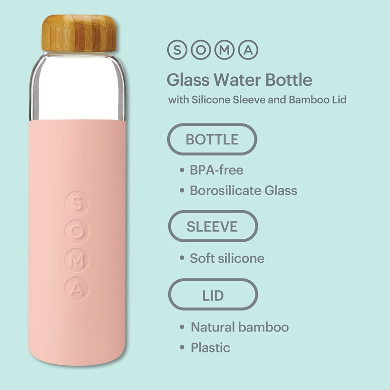 Soma Full Circle Home V.2 17 oz. Glass Water Bottle - Blush - Image 2