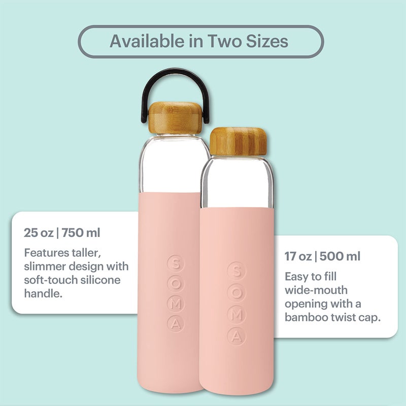 Soma Full Circle Home V.2 17 oz. Glass Water Bottle - Blush - Image 4
