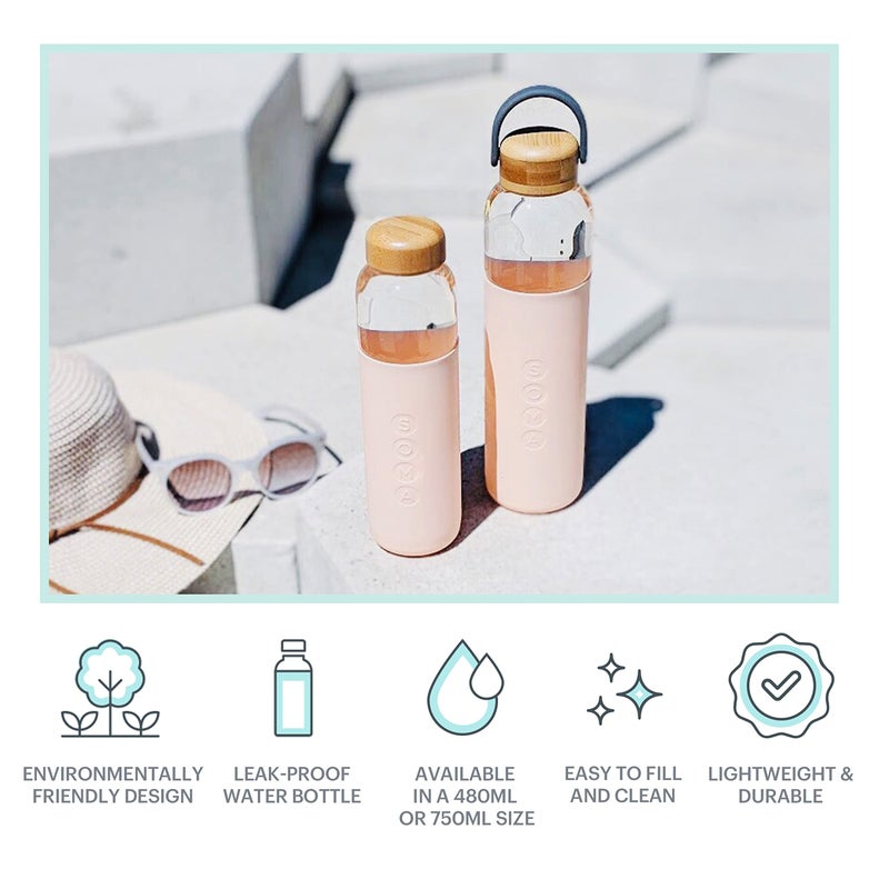 Soma Full Circle Home V.2 17 oz. Glass Water Bottle - Blush - Image 3