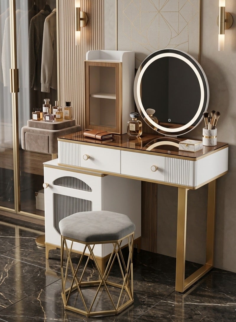 Concent Modern dressing table with LED smart mirror and side storage unit - Image 3