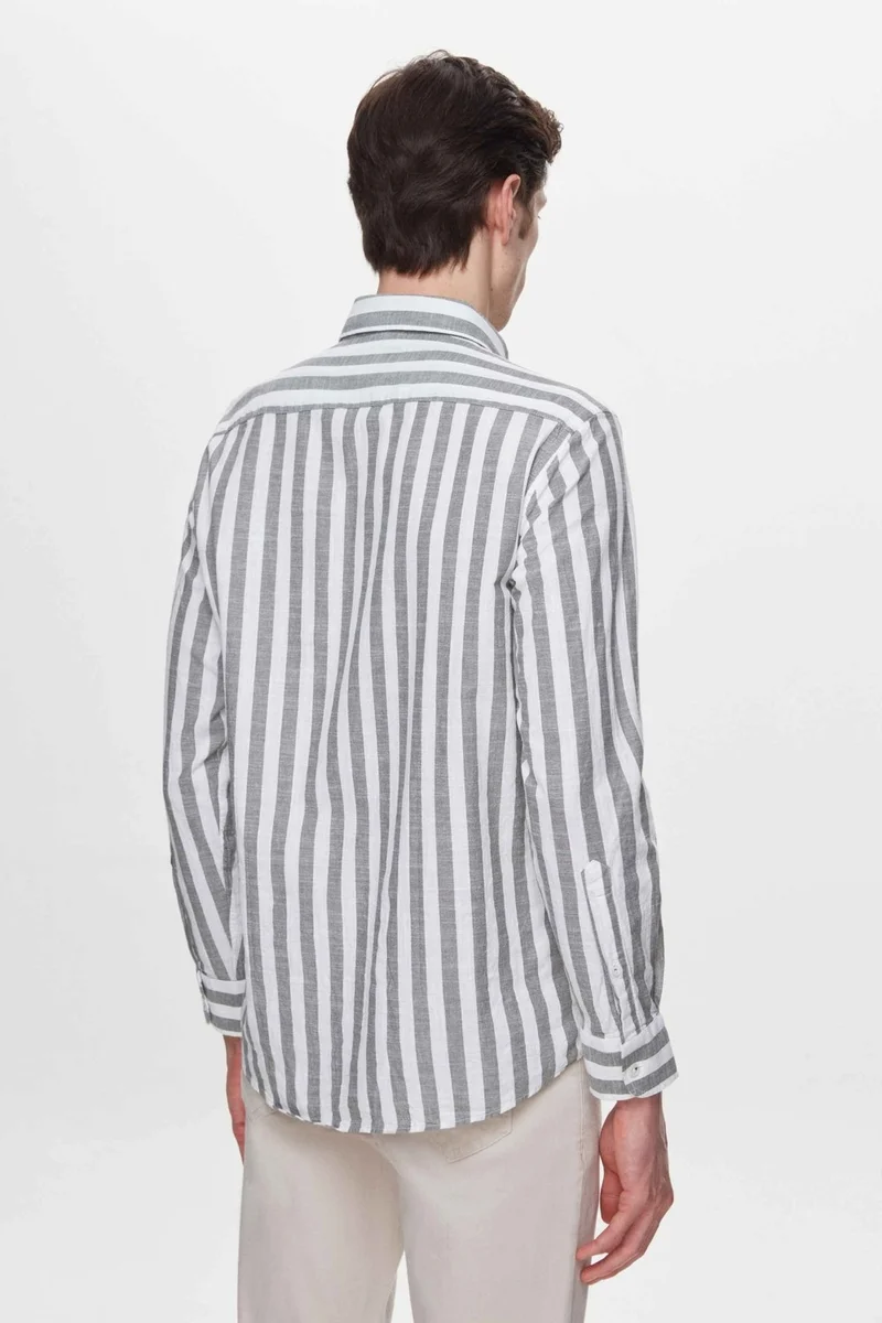 دي أس دامات Comfort Khaki Striped Shirt 2HC022134314M
