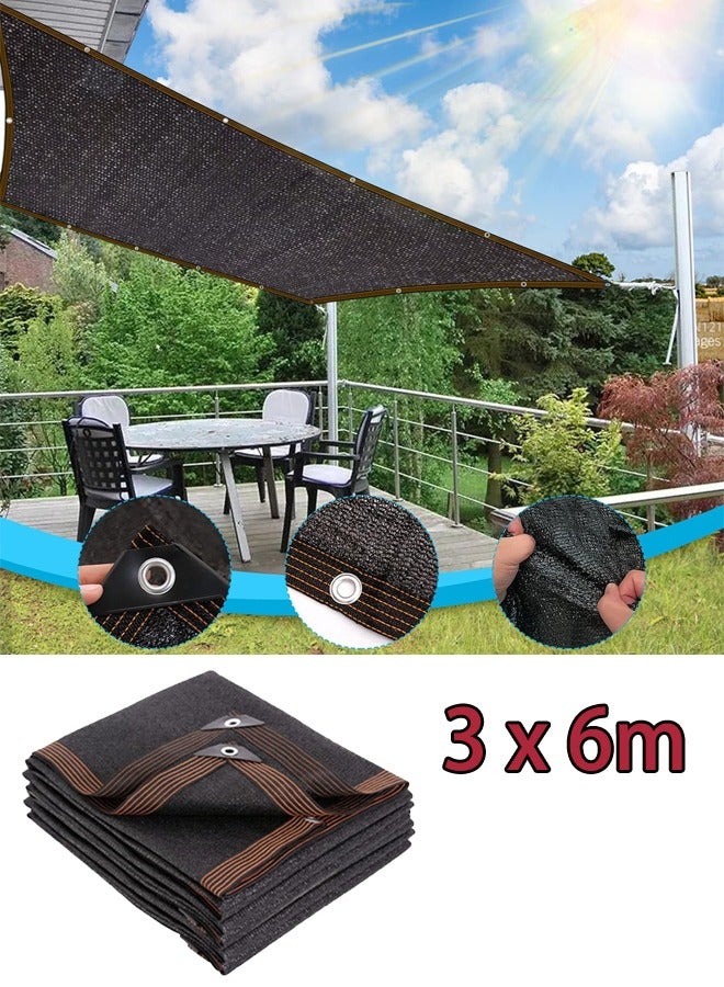 Generic Black Shade Cloth 3 x 6 Meter Shade Fabric Sun Shade Netting Privacy Screen with Reinforced Grommets for Patio Plants Cover Greenhouse Barns Kennel Hydroponic Gardens Black  - Image 1