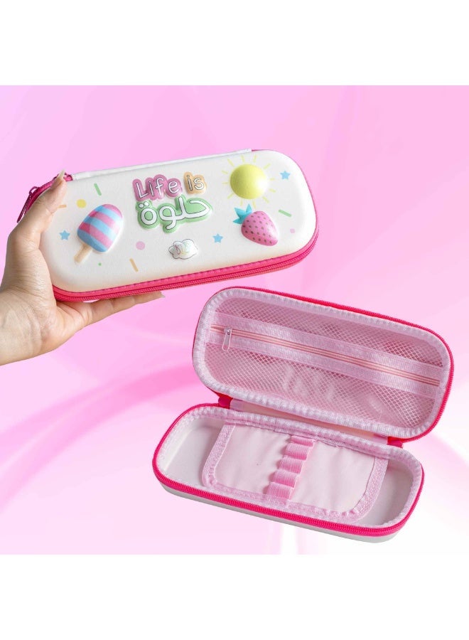 Kika Small EVA Hard Shell  Pencil Case with Zipper | Cute Design | Multi-Compartment Organizer for School & Travel - Image 1