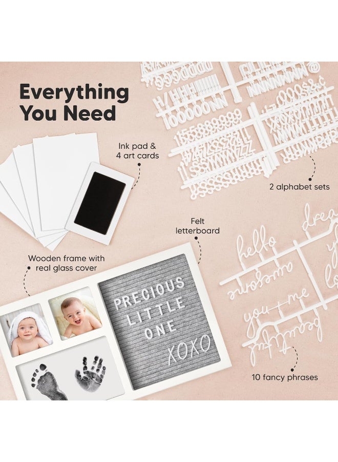 KeaBabies Baby Hand & Footprint Kit with Felt Letterboard, Inkless Ink Pad - Personalized New Mom Gifts for Baby Announcement, Cute Nursery Newborn Picture Frame,Ideal Dog Nose & Paw Print Kit(Alpine White) - Image 2