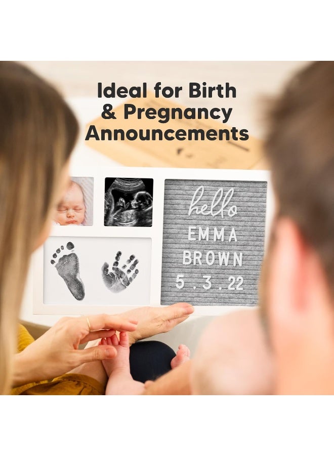 KeaBabies Baby Hand & Footprint Kit with Felt Letterboard, Inkless Ink Pad - Personalized New Mom Gifts for Baby Announcement, Cute Nursery Newborn Picture Frame,Ideal Dog Nose & Paw Print Kit(Alpine White) - Image 3