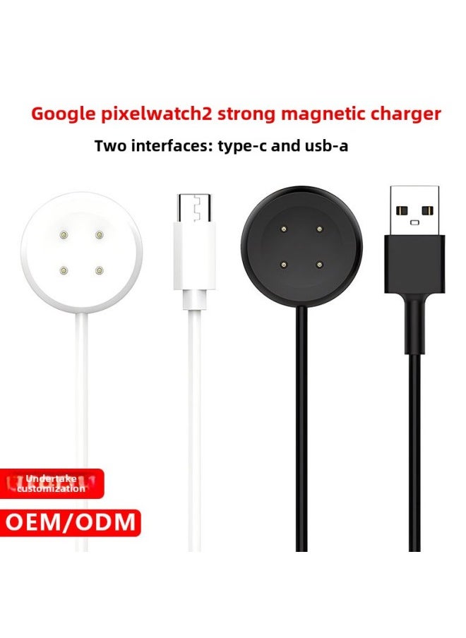 For Google Google Pixel Watch2 Magnetic Wireless Charger Google Smart Watch Charging Cable-Color:White Typec