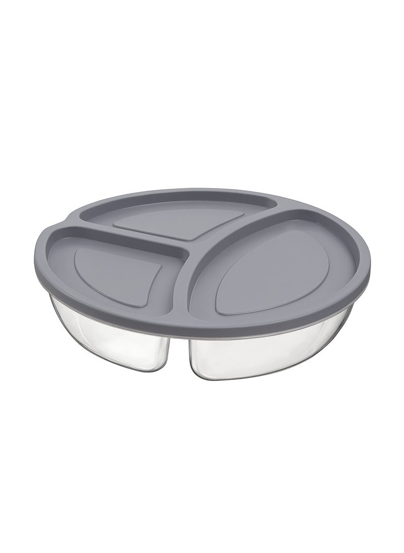 Practical Large Round Lunch Box with Tight Plastic Lid - For Preparing Food and Snacks - 1383 - Multicolor