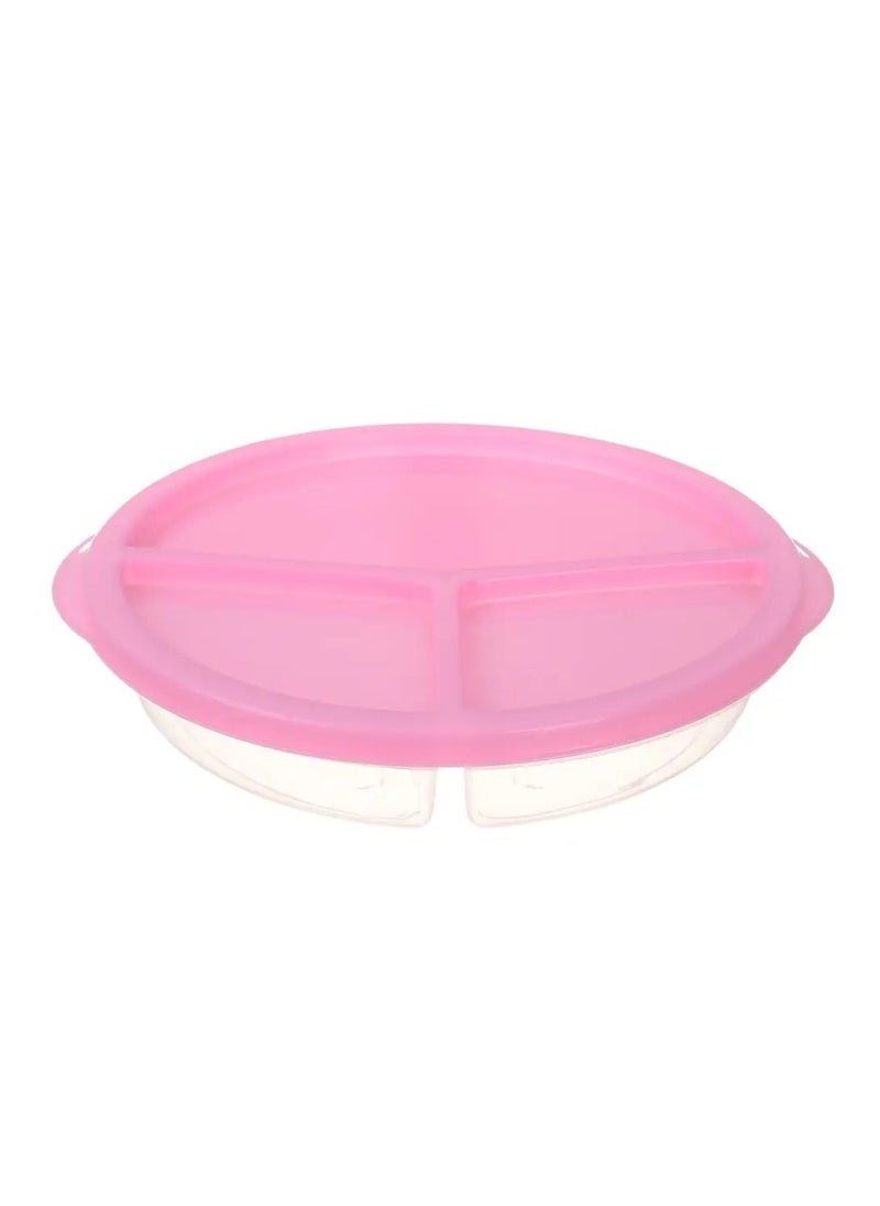 Practical Large Round Lunch Box with Tight Plastic Lid - For Preparing Food and Snacks - 1383 - Multicolor