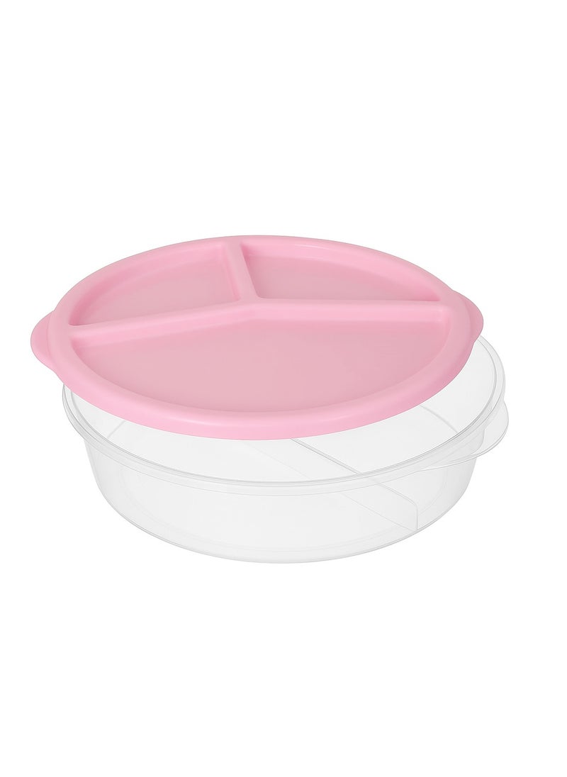 Practical Large Round Lunch Box with Tight Plastic Lid - For Preparing Food and Snacks - 1383 - Multicolor