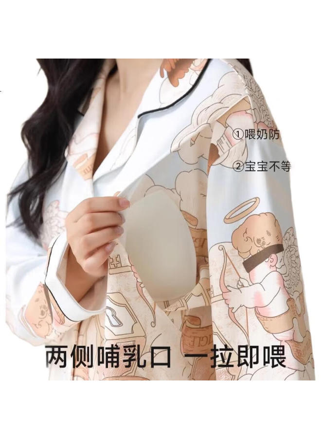 Fenye Maternity Nursing Nightgown With Chest Pads, Hospital Maternity Dress, Autumn And Winter Postpartum Breastfeeding Loungewear Set, Confinement Outfit, Xxl - Image 3