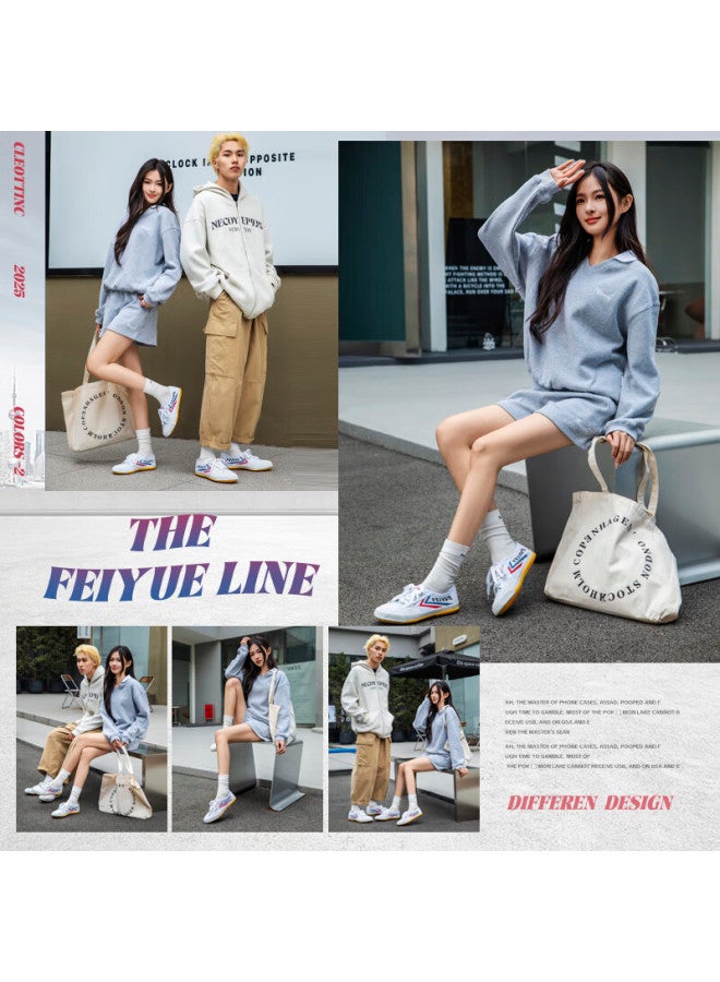 LEAP Feiyue Official Men's Canvas Shoes, Summer New Style, Breathable Casual Versatile Couple Shoes, White Blue Red, Size 37 - Image 1