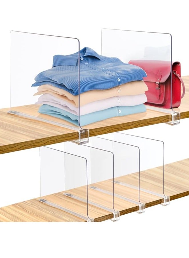 6 Pack Acrylic Shelf Dividers for Closets Clear Closet Shelf Organizer Closet Separator Kitchen Cabinets Shelf for Bedroom Kitchen Office - Image 1