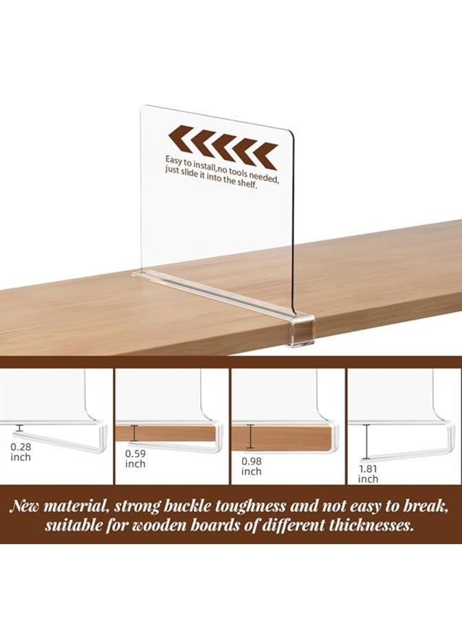 6 Pack Acrylic Shelf Dividers for Closets Clear Closet Shelf Organizer Closet Separator Kitchen Cabinets Shelf for Bedroom Kitchen Office - Image 3
