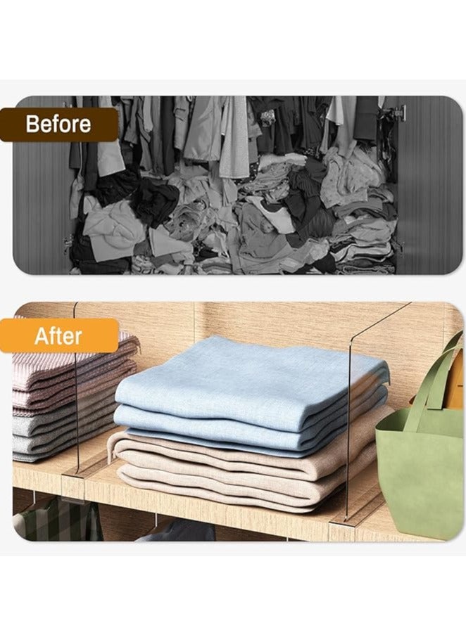 6 Pack Acrylic Shelf Dividers for Closets Clear Closet Shelf Organizer Closet Separator Kitchen Cabinets Shelf for Bedroom Kitchen Office - Image 2