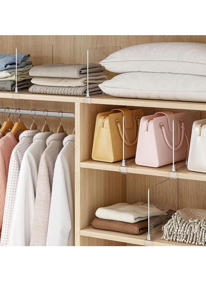 6 Pack Acrylic Shelf Dividers for Closets Clear Closet Shelf Organizer Closet Separator Kitchen Cabinets Shelf for Bedroom Kitchen Office - Image 4