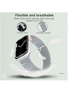 Generic Compatible with Apple Watch Band Series 9/Ultra 2/SE/Ultra/8/7/6/5/4/3/2/1 42mm 44mm 45mm 49mm Stainless Steel Mesh Loop Magnetic Clasp Replacement for iWatch Bands Silver  - Image 3