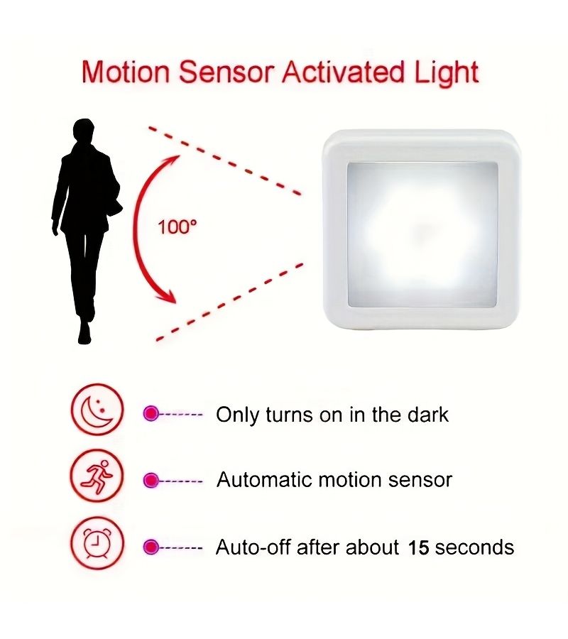 ATAHO 1 Warm Yellow Smart Sensing Motion Sensor LED Floor Ceiling Wall Light Wireless Automatic Switch Plug And Play Installation Modern Square Design Suitable For Hallways Stairs Living Rooms Bedrooms Batteries Not Included Ideal Home Garage - Image 3