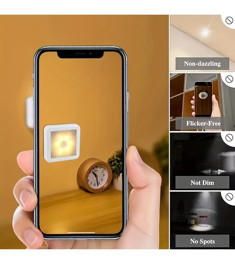 ATAHO 1 Warm Yellow Smart Sensing Motion Sensor LED Floor Ceiling Wall Light Wireless Automatic Switch Plug And Play Installation Modern Square Design Suitable For Hallways Stairs Living Rooms Bedrooms Batteries Not Included Ideal Home Garage - Image 5