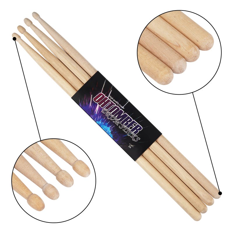 Ohtomber Drum Sticks, 2 Pair 5A Maple Drumsticks - Image 2