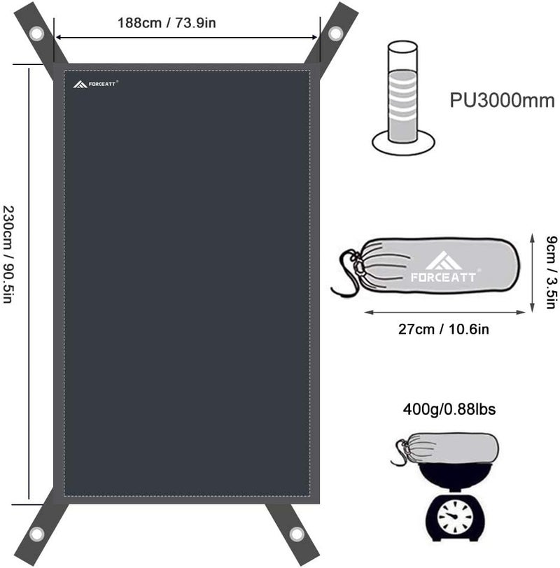 Forceatt Tent Waterproof Footprint, 2 and 3 Person Ultralight Tent tarp for Picnic and Beach Mat,Tent Footprint and Hiking (3-Person) - Image 4