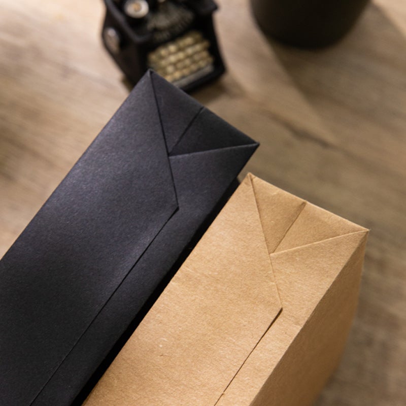File Bag File Printing Bag Coffee Short Sleeve Packaging Bag Vintage Strap Envelope Bag A5 Cowhide Black Cardboard Winding - Image 4