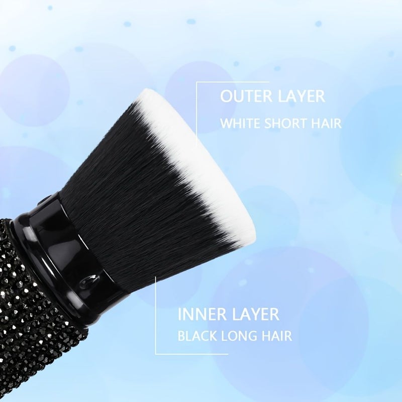 Face Brush Red Retractable Sparkling Rhinestone Makeup Tool For Contouring Powder Blush And Bronzer With Bristles - Image 5