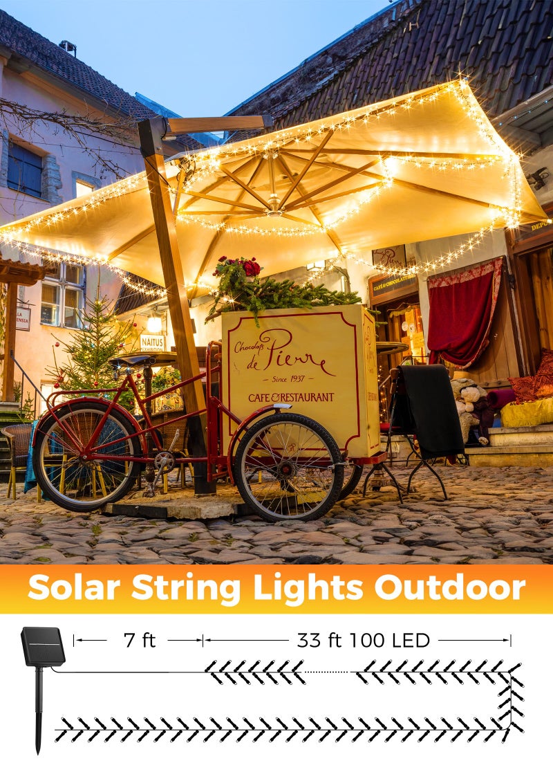 Minetom Solar String Lights Outdoor Waterproof- 40 FT 100 LED Solar Powered String Lights with 8 Lighting Modes, IP65 Waterproof Solar Christmas Lights for Outdoor Outside Tree Party Decor, Warm White - Image 5