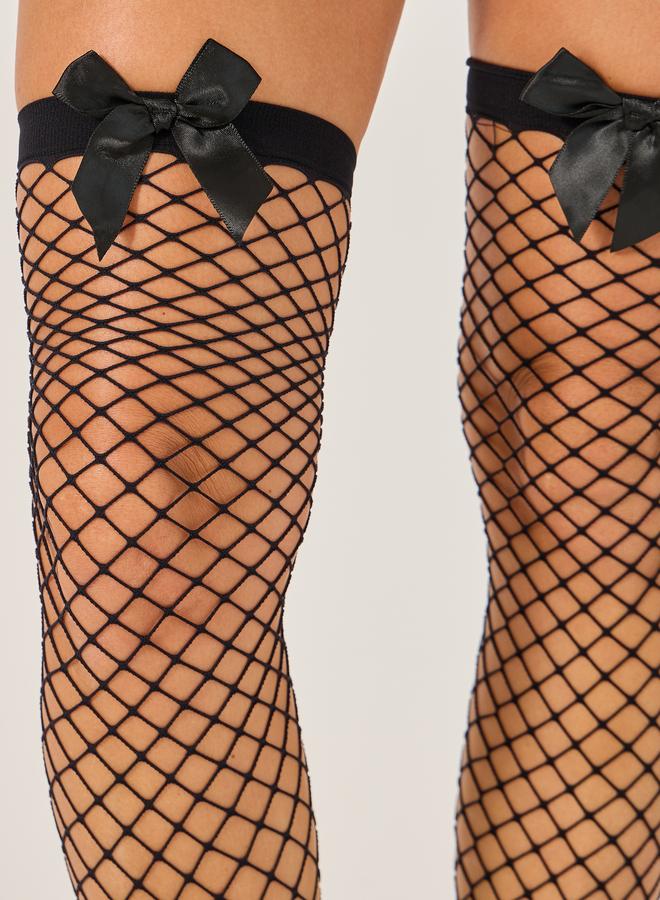 Styli Bow Detail Net Stockings - Image 2