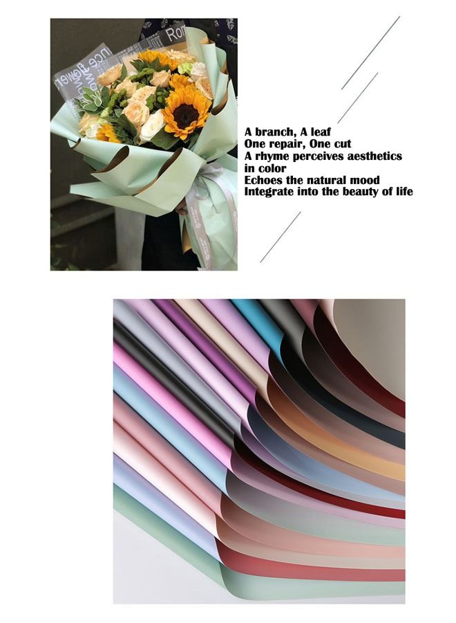 ZCM-HAPPY 40 Sheets Two-tone Gift and Bouquet Wrapping Paper 58x58cm - Image 3