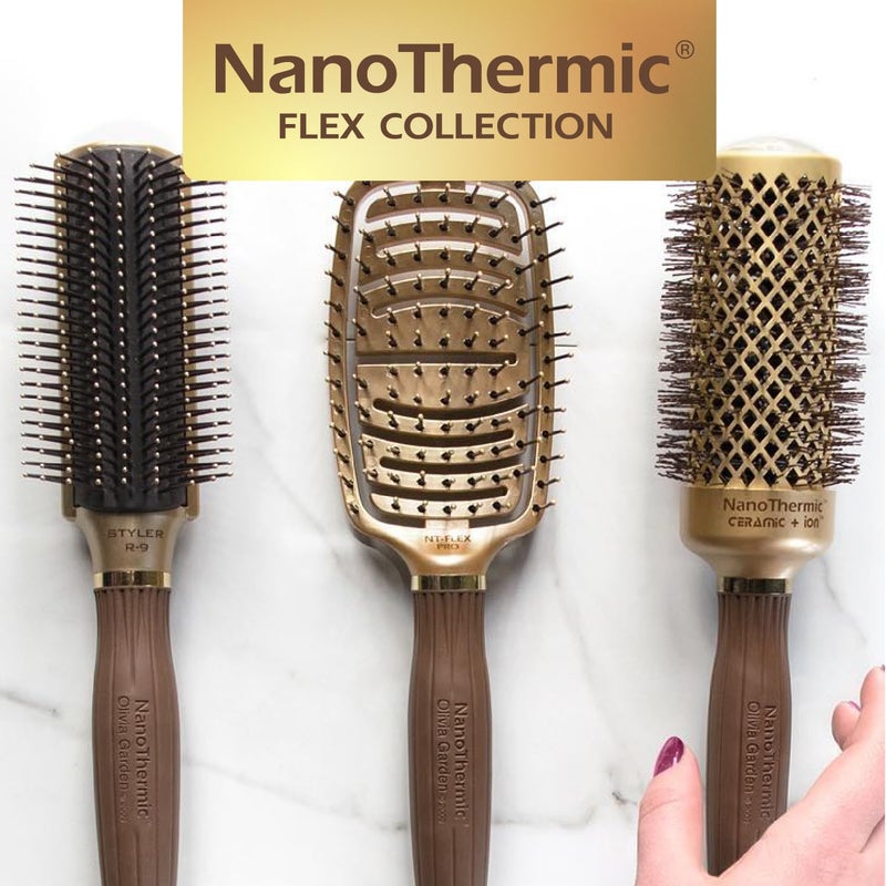 Olivia Garden NanoThermic Ceramic + Ion Flex Scalp-Hugging & Vented Hair Brush NT-FLEXPRO (Pro) - Image 4