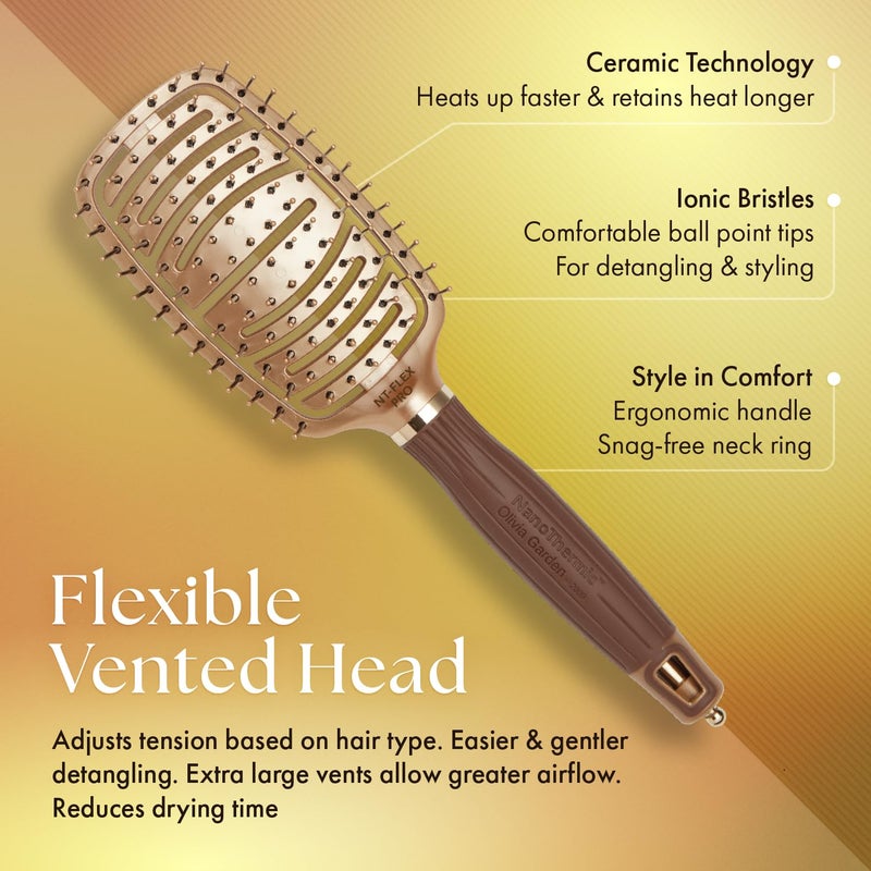 Olivia Garden NanoThermic Ceramic + Ion Flex Scalp-Hugging & Vented Hair Brush NT-FLEXPRO (Pro) - Image 2