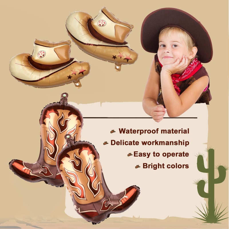 PEUTIER 8pcs Western Themed Party Balloons - Large Cowgirl Hat & Boot Balloons - Cowboy Birthday Party Decoration - Image 3