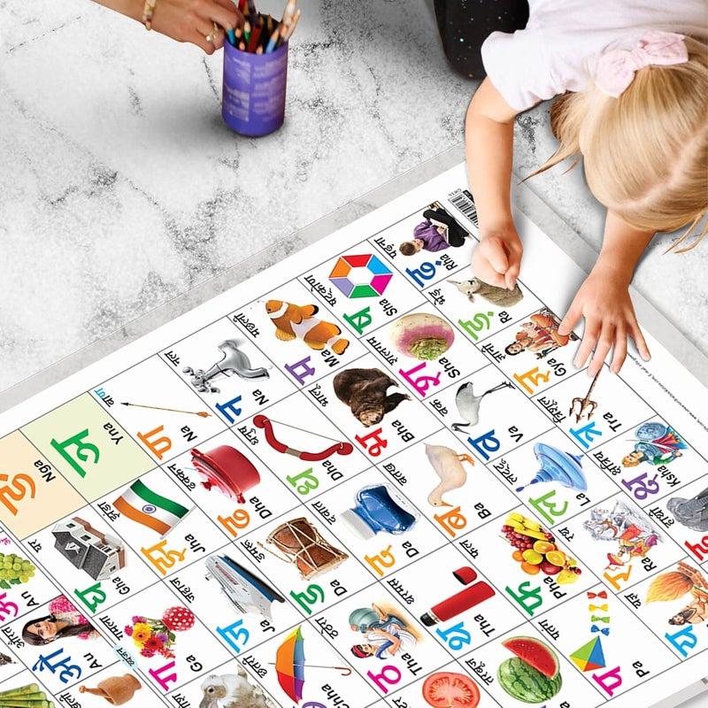 GoWoo Set of 2 Wild Animals and Hindi Varnamala Early Learning Educational Charts for Kids | 20"X30" inch |Non-Tearable and Waterproof | Double Sided Laminated | Perfect for Homeschooling, Kindergarten and Nursery Students - Image 5