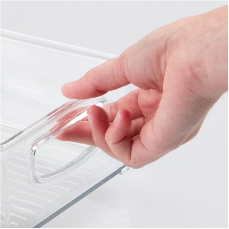 m-design Small Plastic Office Storage Container Bins w/Handles for Organization in Filing Cabinet, Closet Shelf, Desk Drawers, Organizer for Notes, Pens, Pencils - Ligne Collection, 2 Pack - Clear - Image 5