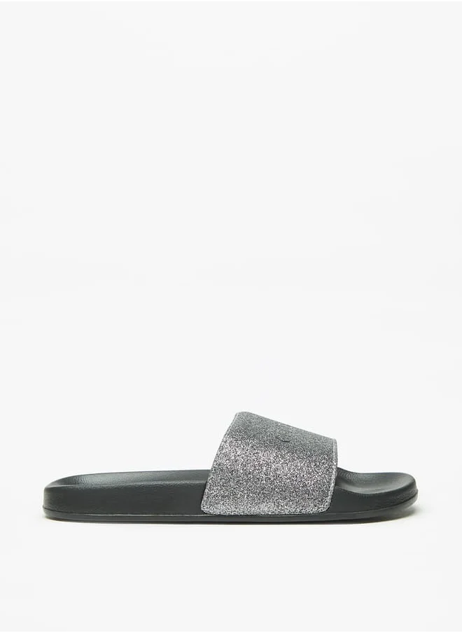 Celeste Womens Glitter Print Slip-On Slides