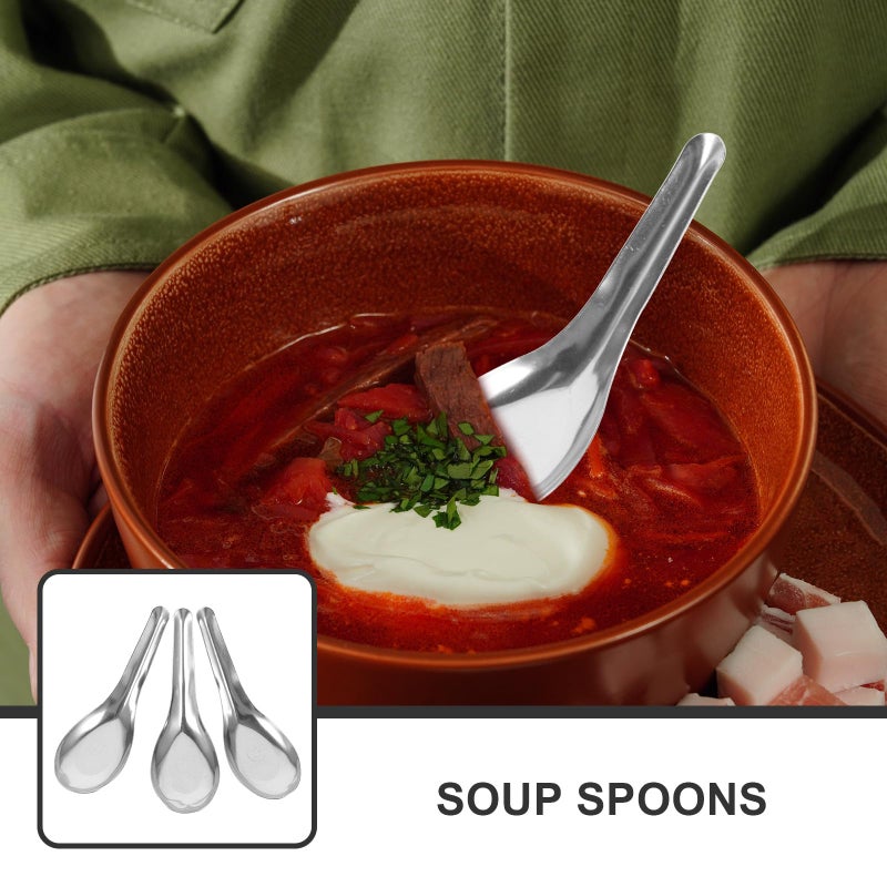 50 Stainless Steel Soup Spoons 13x4 2cm Thick Heavy Duty Flatware for Home Restaurant - Image 4