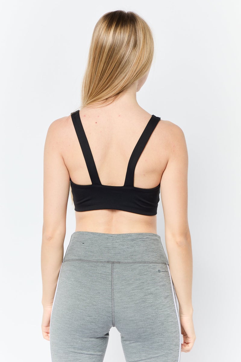 Adidas حمالة صدر رياضية مبطنة بشعار العلامة التجارية للنساء، سوداء - Image 4